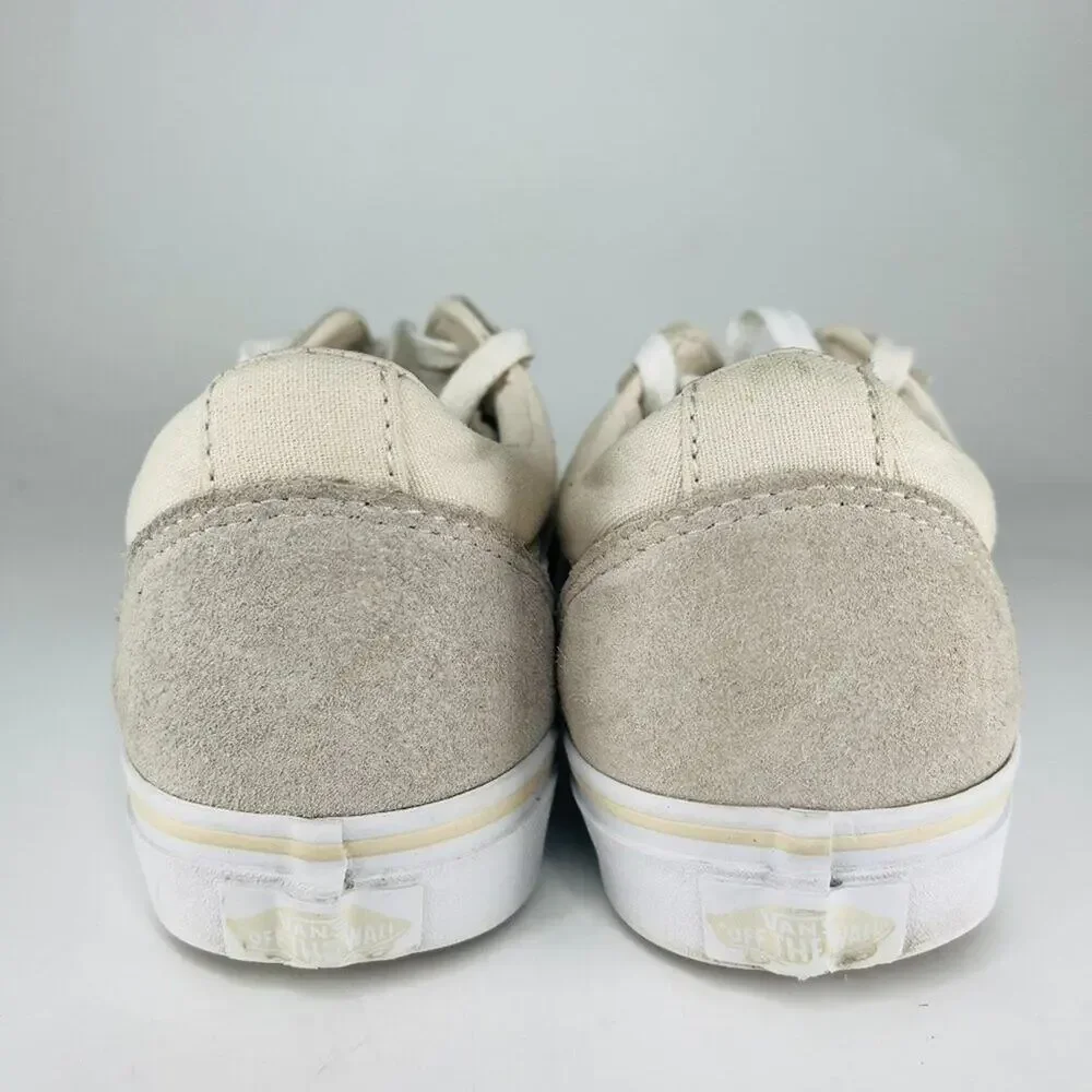 Vans Old Skool Canvas Suede Low Top Skate Sneakers Shoes Beige Grey Women 8.5 - Picture 4 of 13